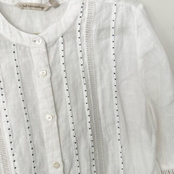 Soft Surroundings Linen Tunic Blouse M - Picture 3 of 9